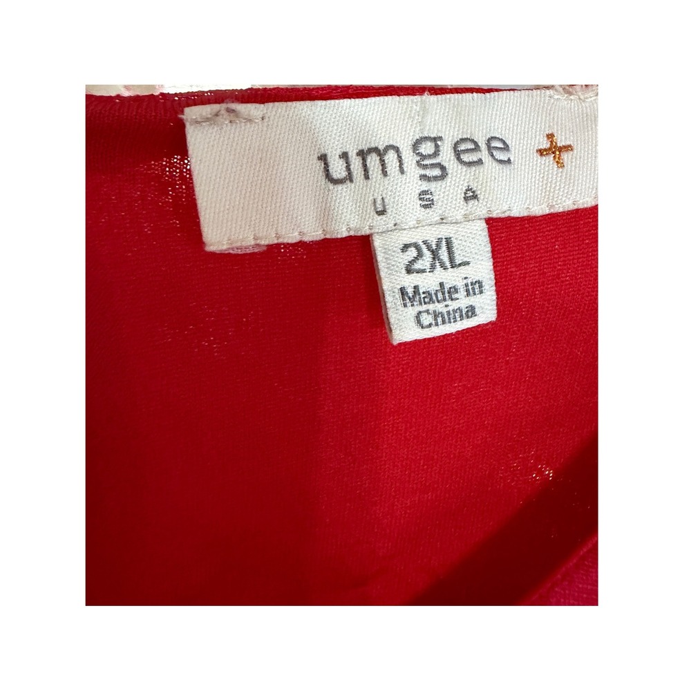 Umgee Red Embroidered Floral Bell Sleeve Tunic Top 2XL Cottagecore Whimsigoth - Picture 4 of 9